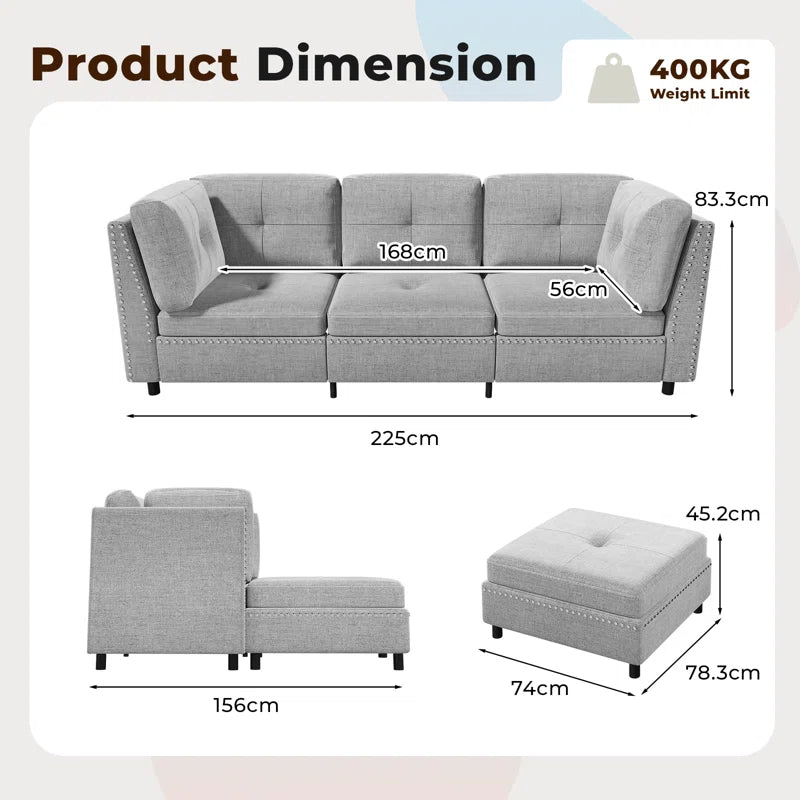 2 - Piece Upholstered Corner Sofa
