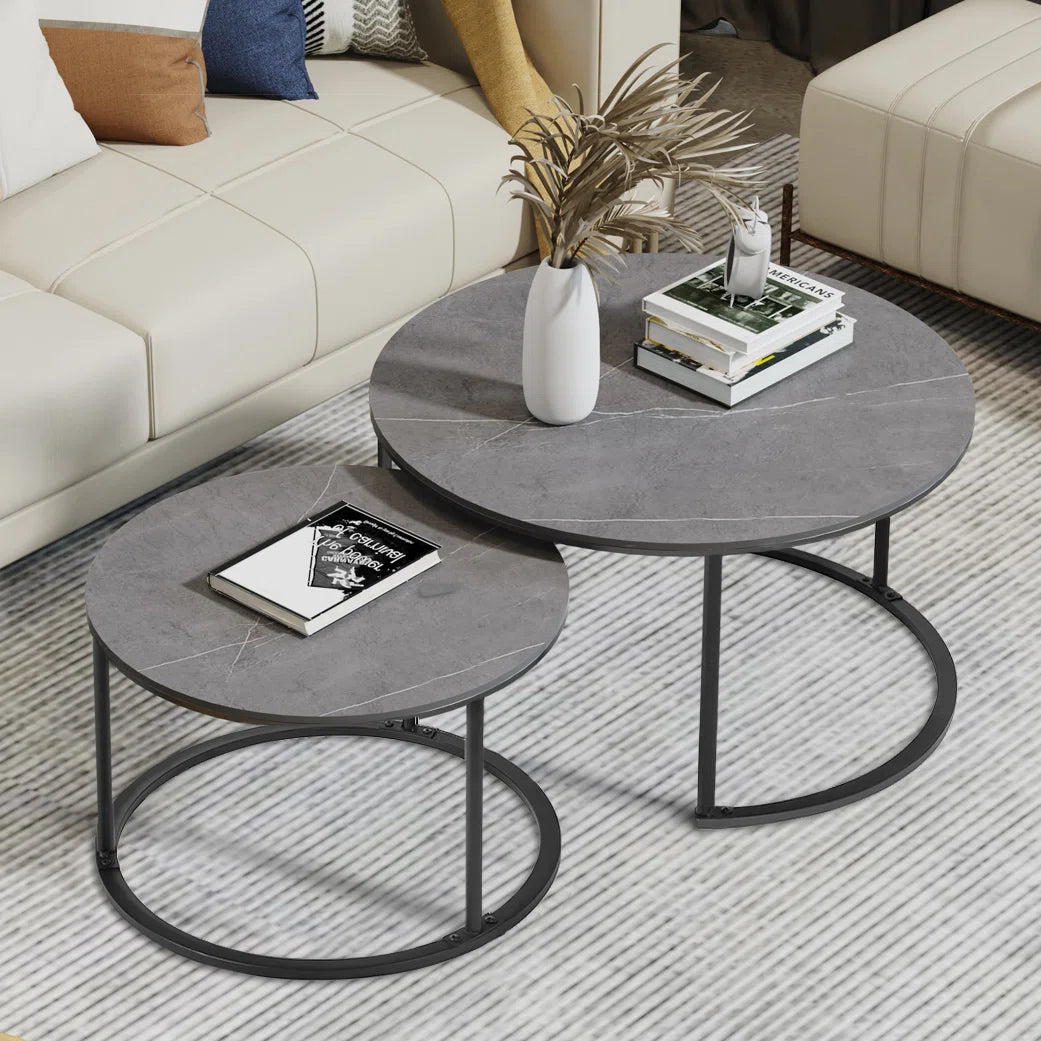 2 Piece Marble Round Nest Of Tables