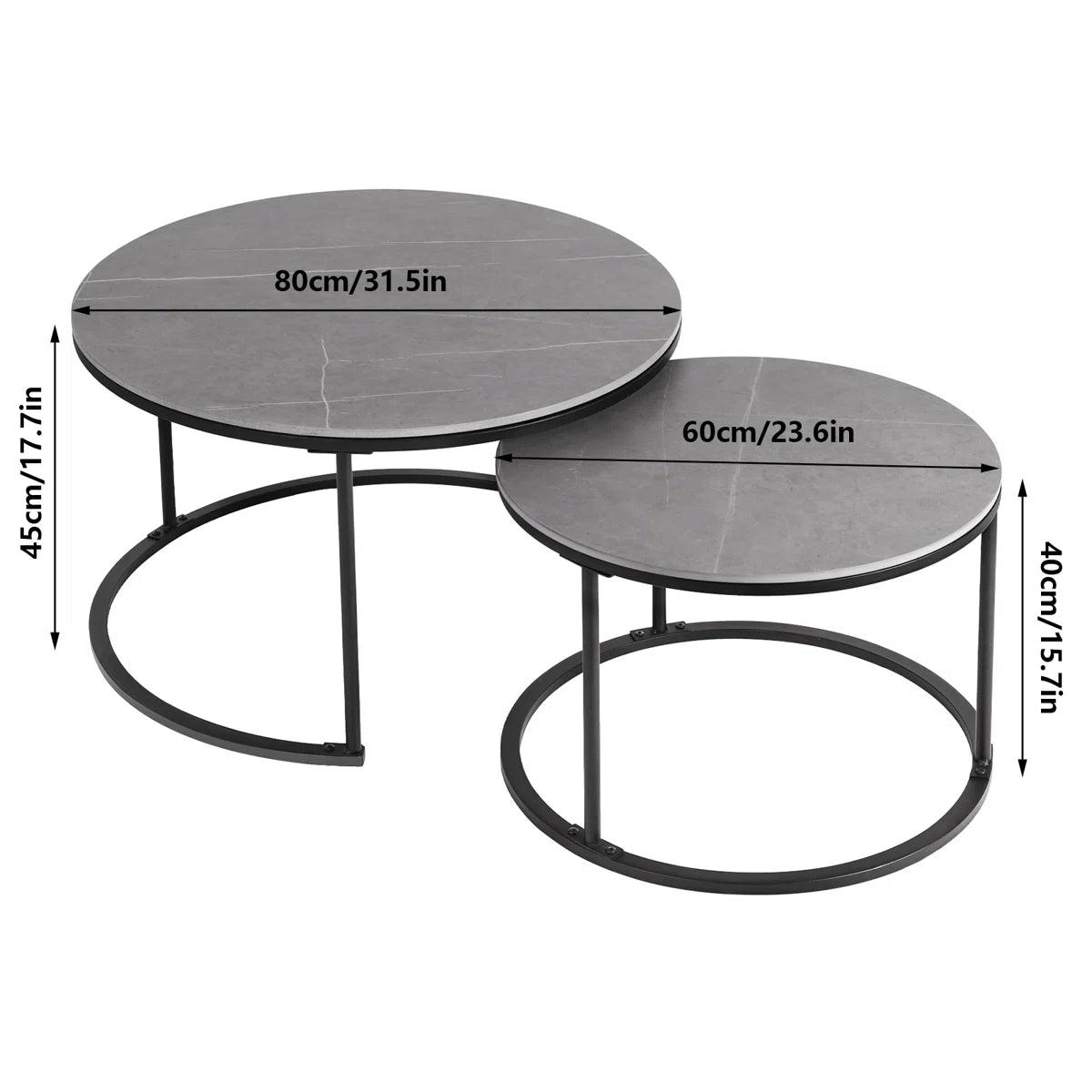 2 Piece Marble Round Nest Of Tables
