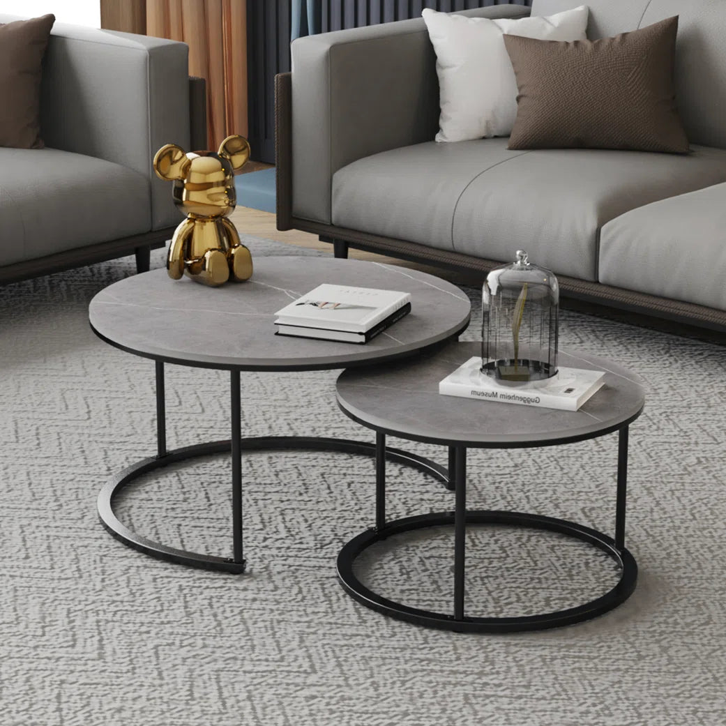 2 Piece Marble Round Nest Of Tables
