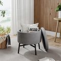 Wide Velvet Round Solid Colour Ottoman with Storage