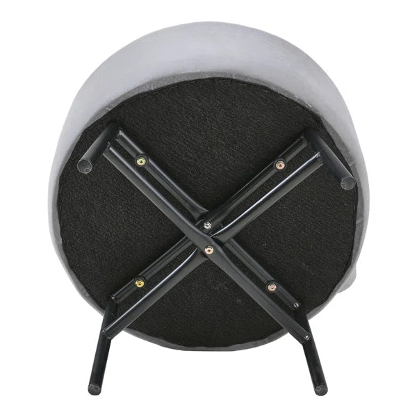 Wide Velvet Round Solid Colour Ottoman with Storage