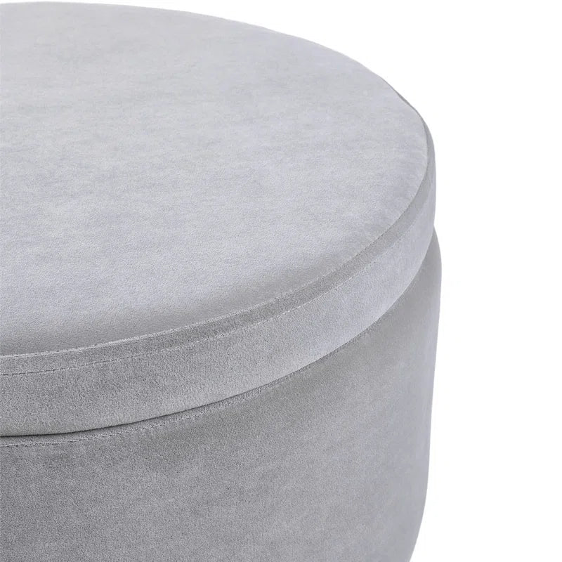 Wide Velvet Round Solid Colour Ottoman with Storage