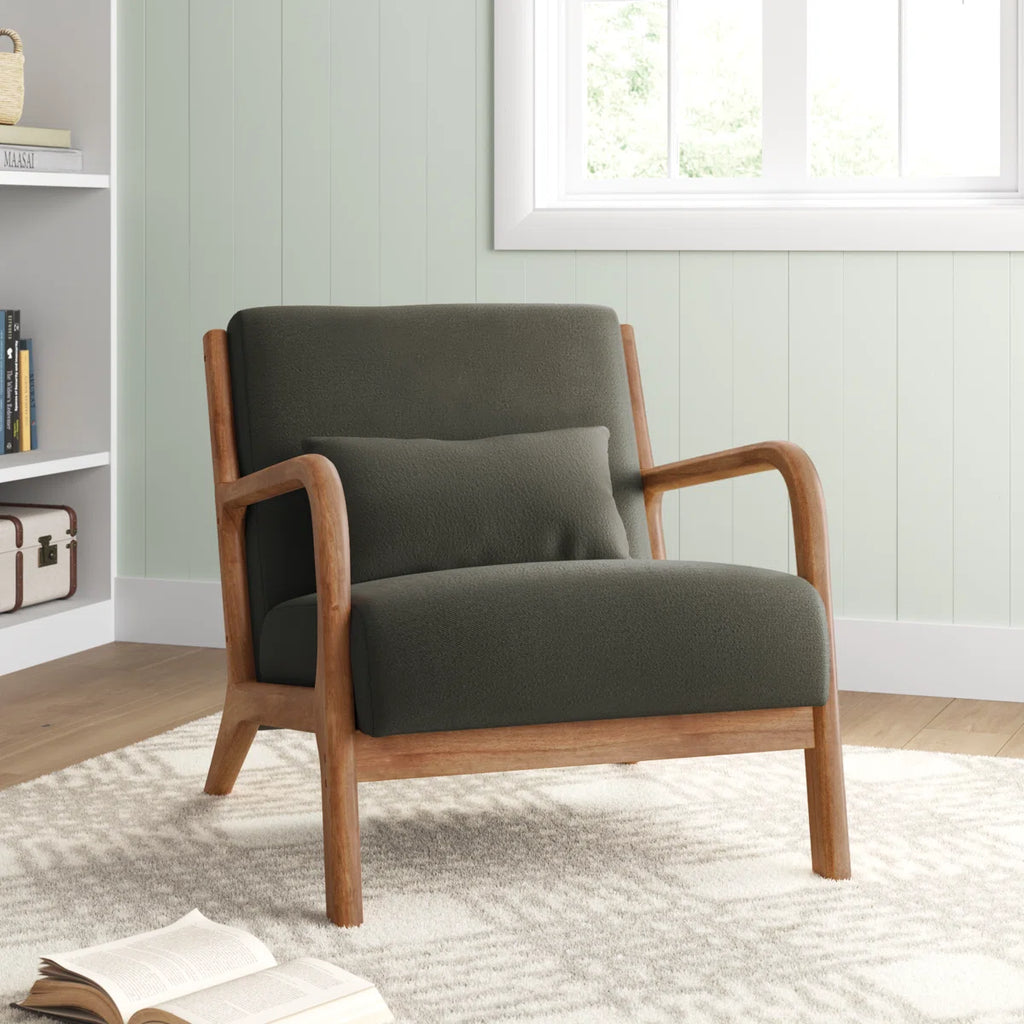 Modern Solid Wood Frame Upholstered Accent Chair