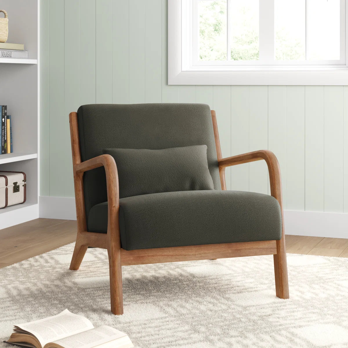 Modern Solid Wood Frame Upholstered Accent Chair