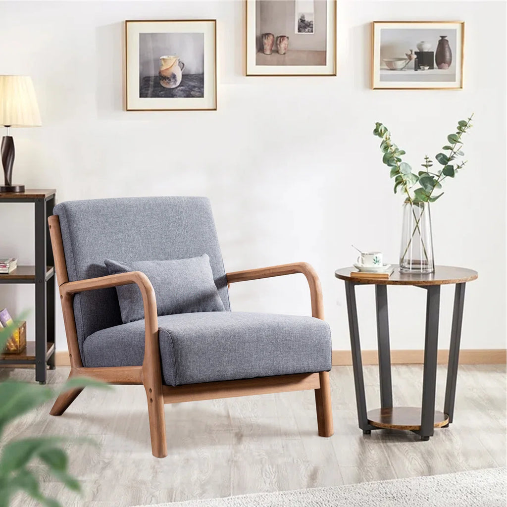 Modern Solid Wood Frame Upholstered Accent Chair