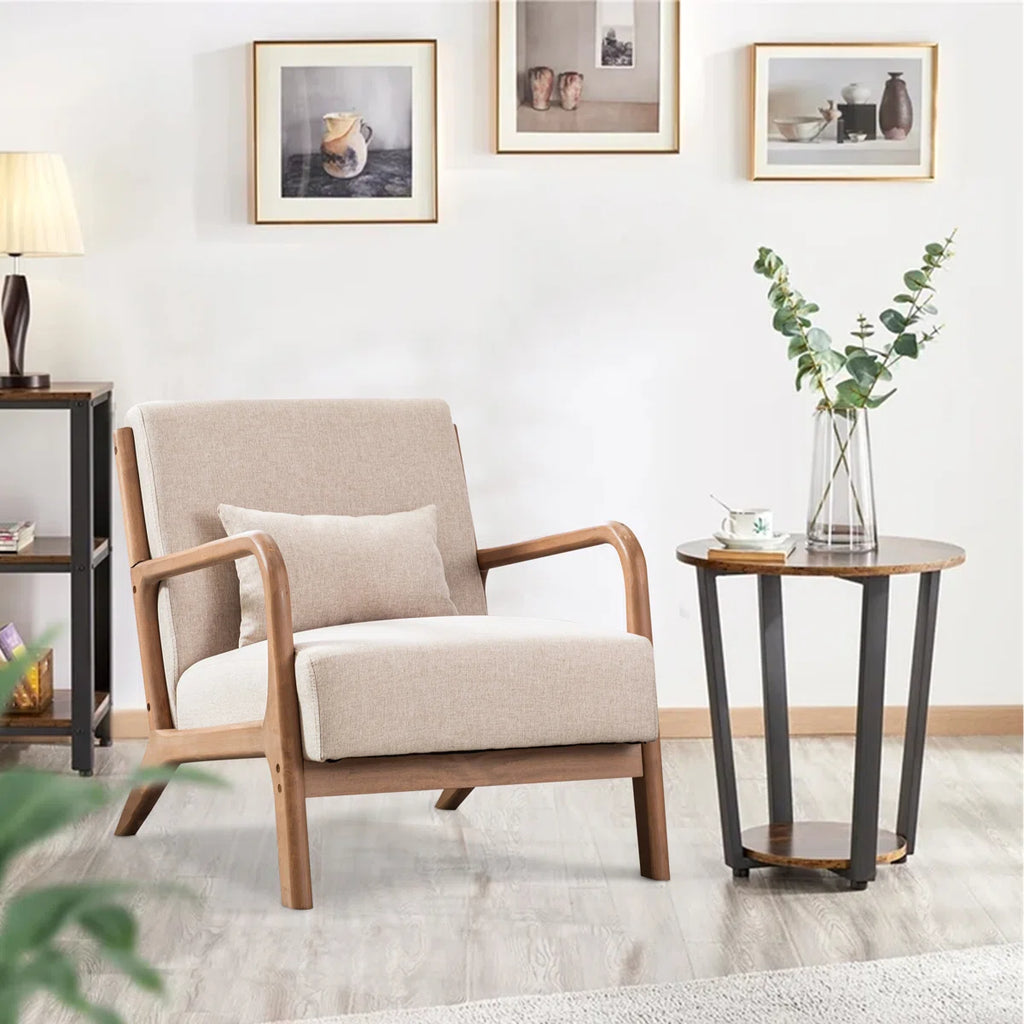 Modern Solid Wood Frame Upholstered Accent Chair
