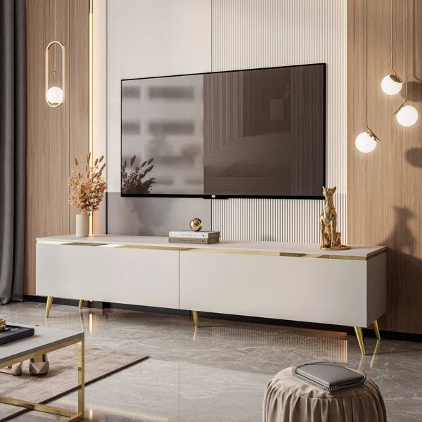 TV Stand 180 cm, cashmere with gold legs