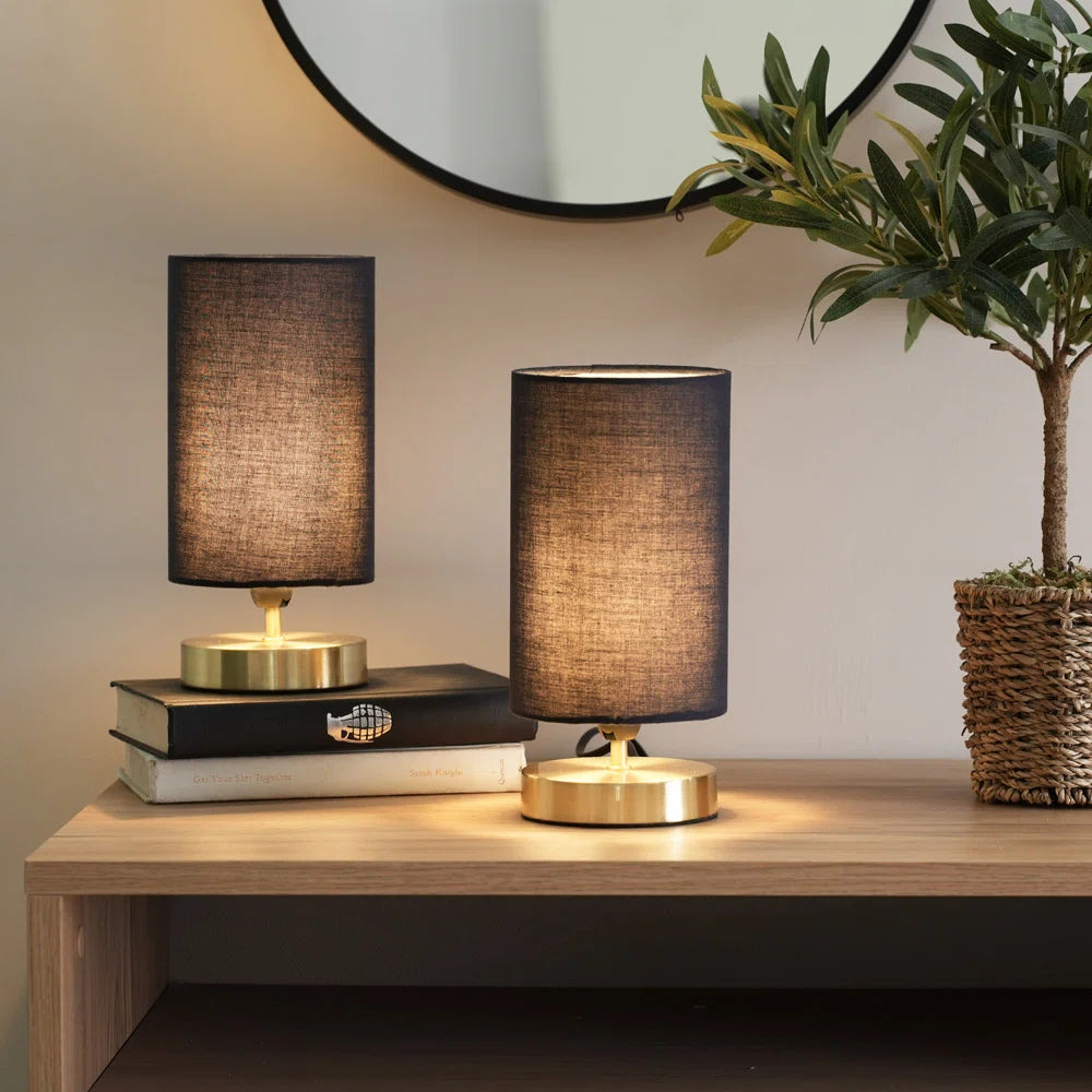 Pair of Touch Table Lamps with Fabric Shades