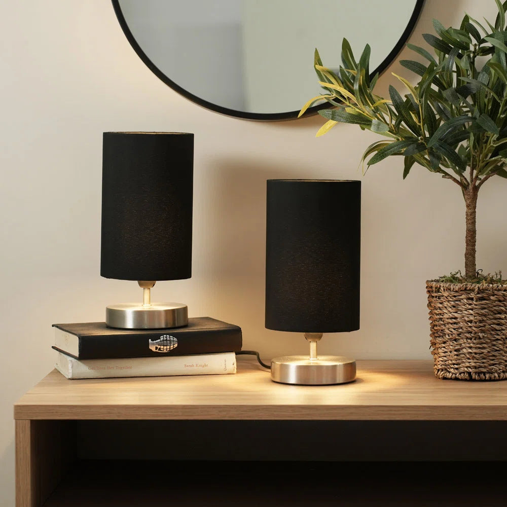 Pair of Touch Table Lamps with Fabric Shades