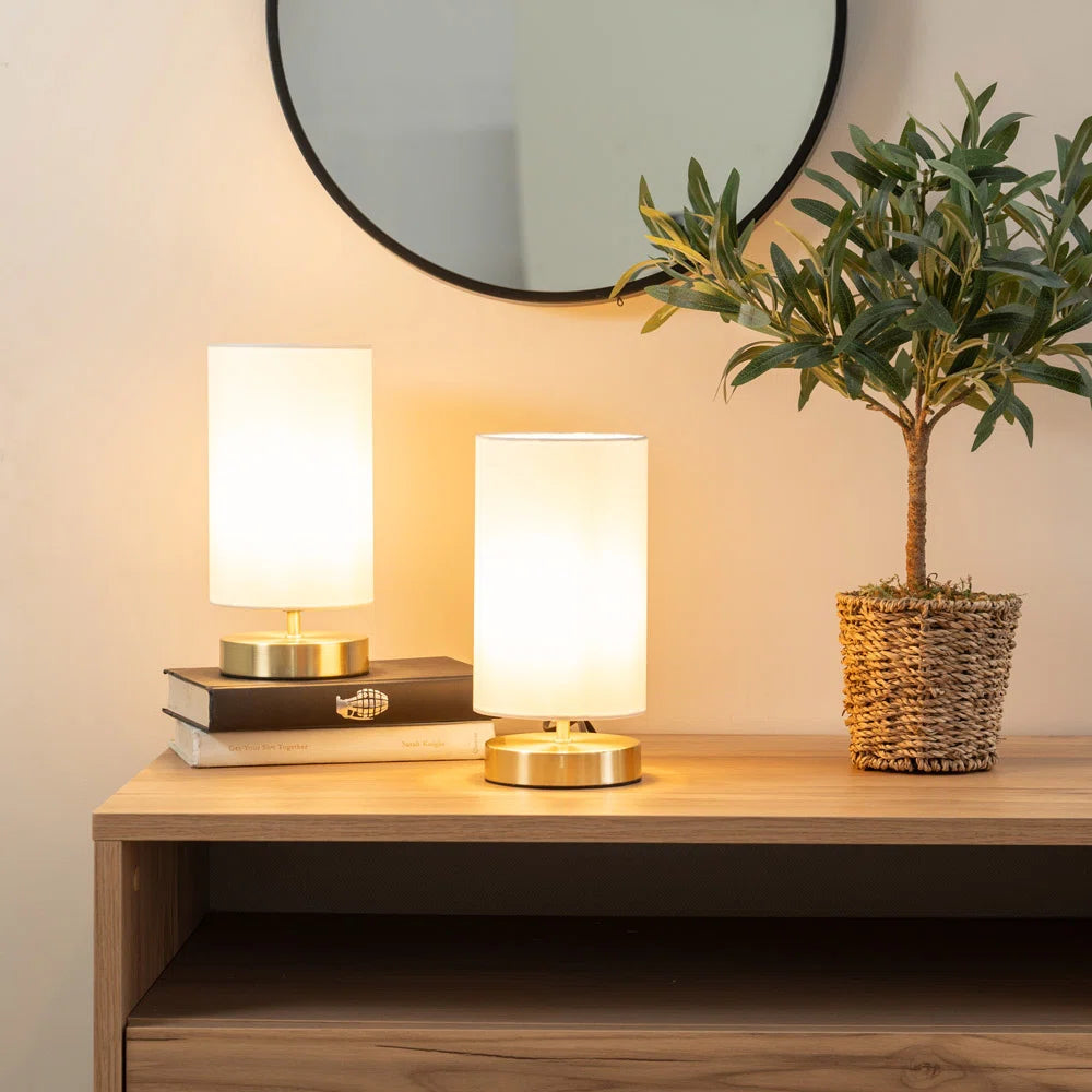 Pair of Touch Table Lamps with Fabric Shades