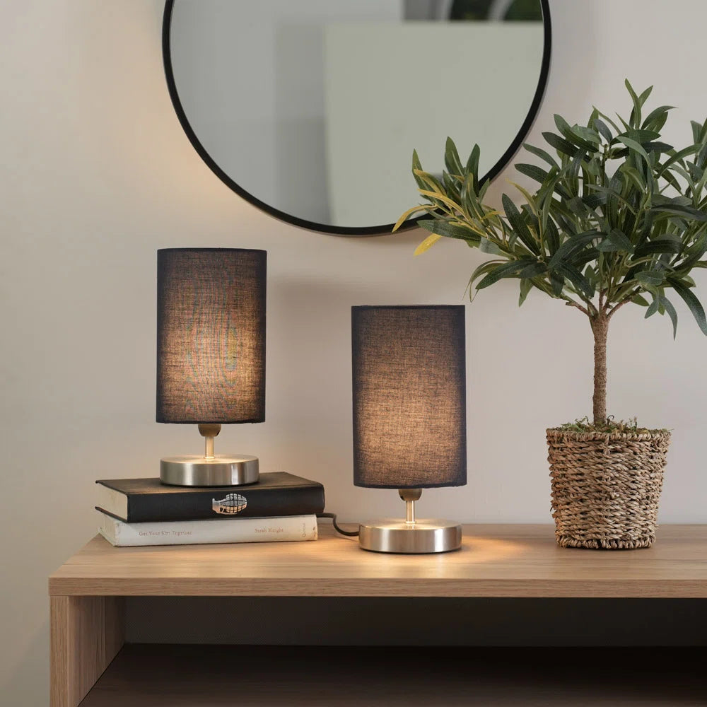 Pair of Touch Table Lamps with Fabric Shades
