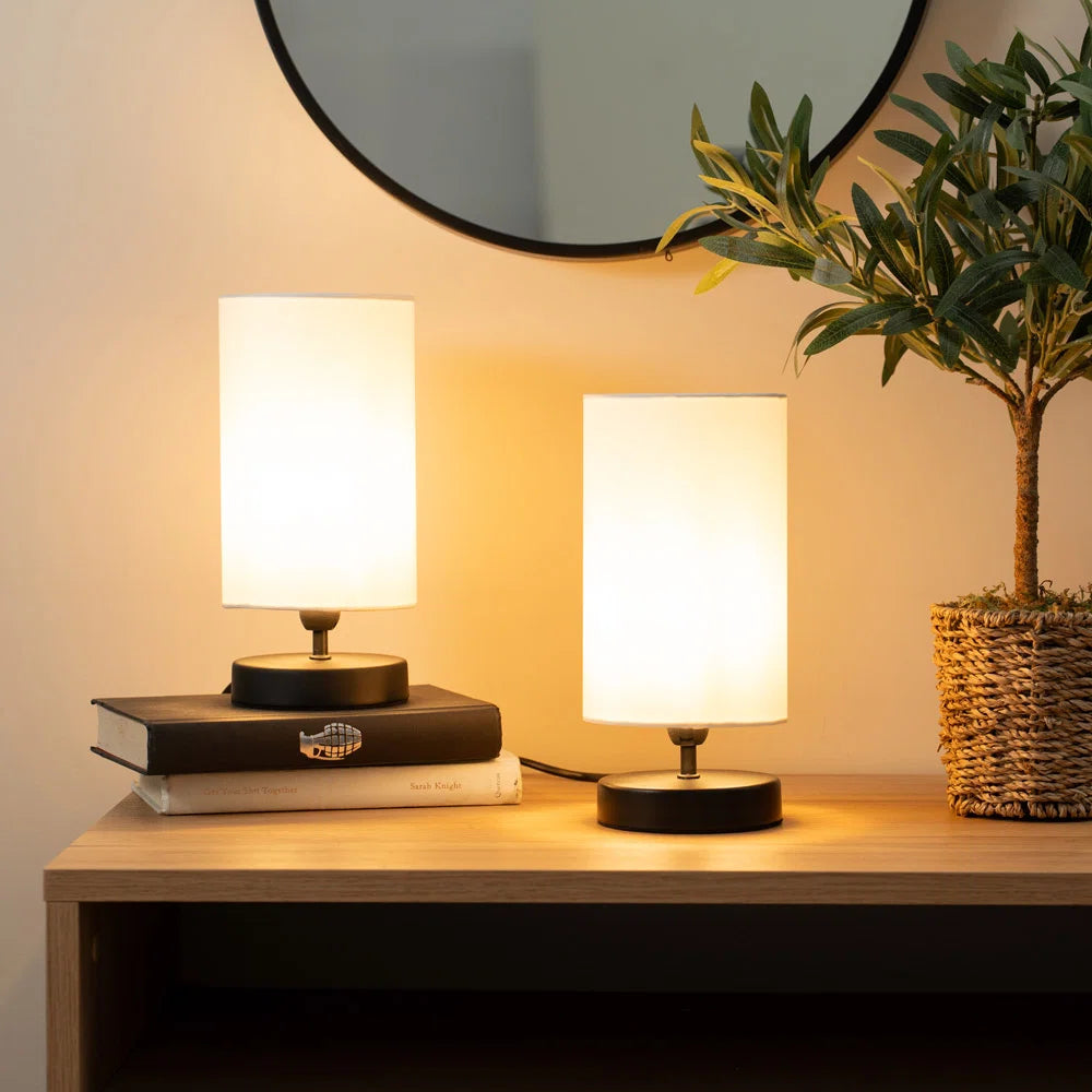 Pair of Touch Table Lamps with Fabric Shades