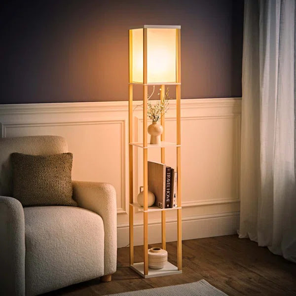 160cm Floor Lamp Wooden Shelves Floor Lamp