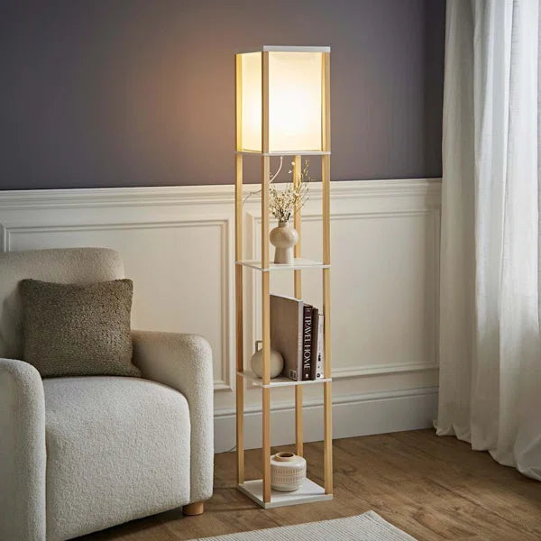 160cm Floor Lamp Wooden Shelves Floor Lamp