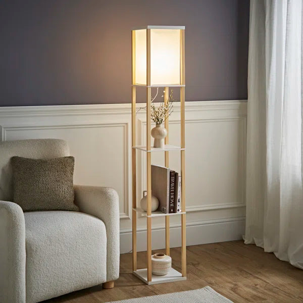 160cm Floor Lamp Wooden Shelves Floor Lamp