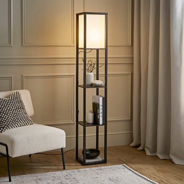 160cm Floor Lamp Wooden Shelves Floor Lamp