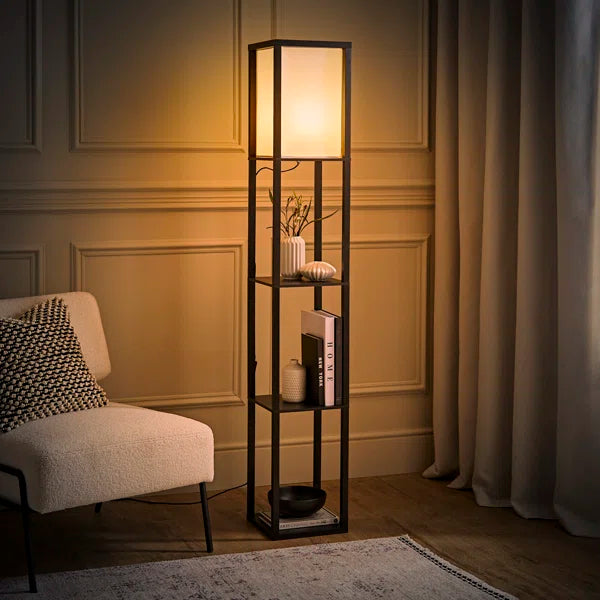 160cm Floor Lamp Wooden Shelves Floor Lamp