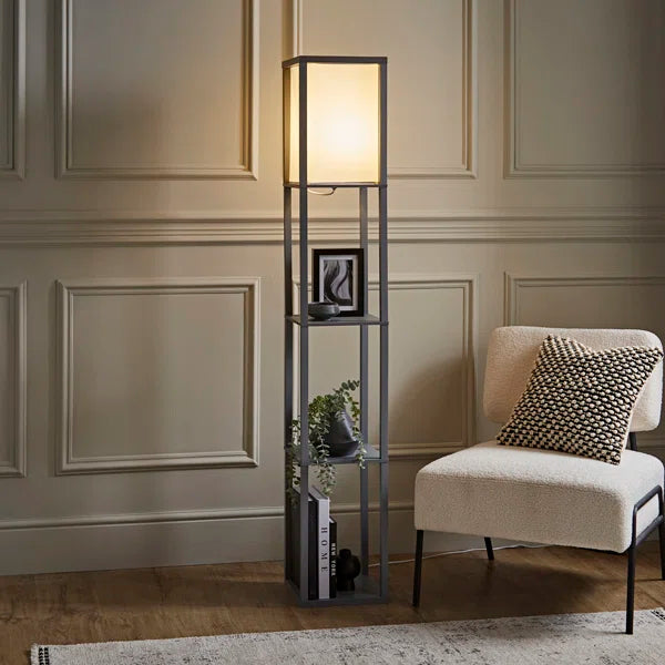 160cm Floor Lamp Wooden Shelves Floor Lamp