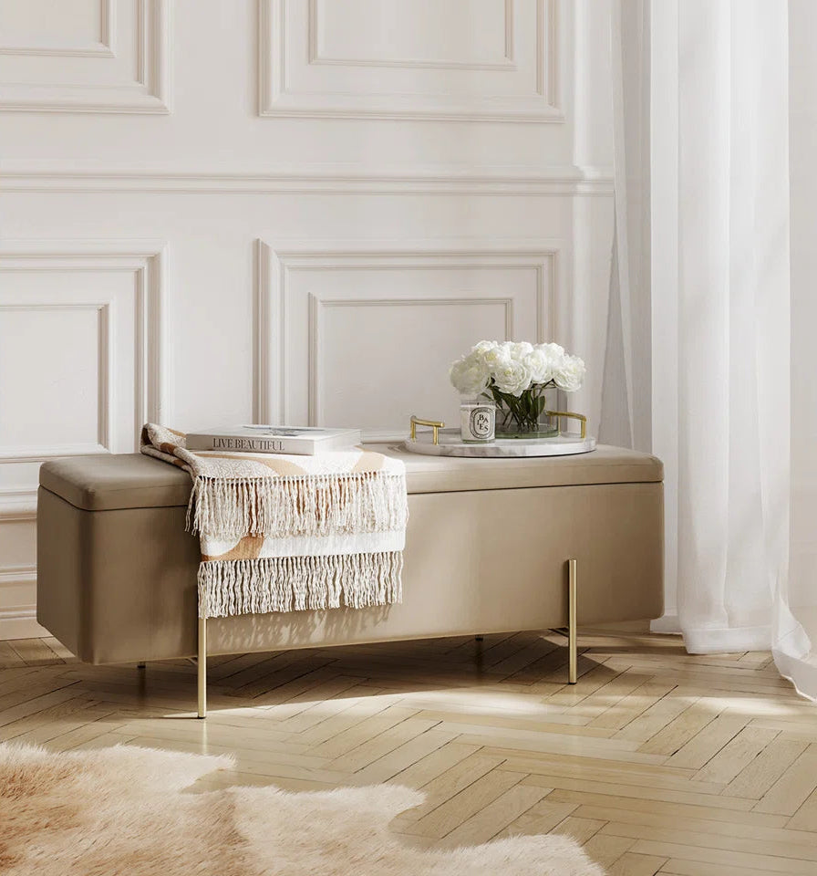 Velvet Upholstered Storage Bench