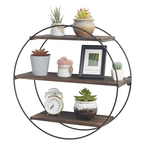 3 Tier Circle Solid Wood Floating Shelf