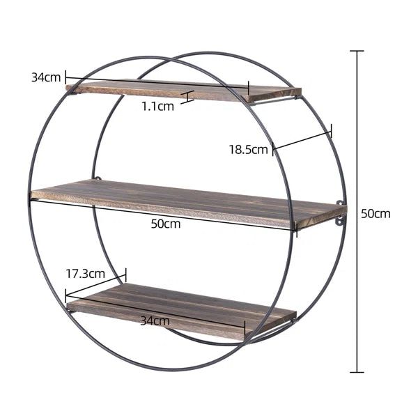 3 Tier Circle Solid Wood Floating Shelf