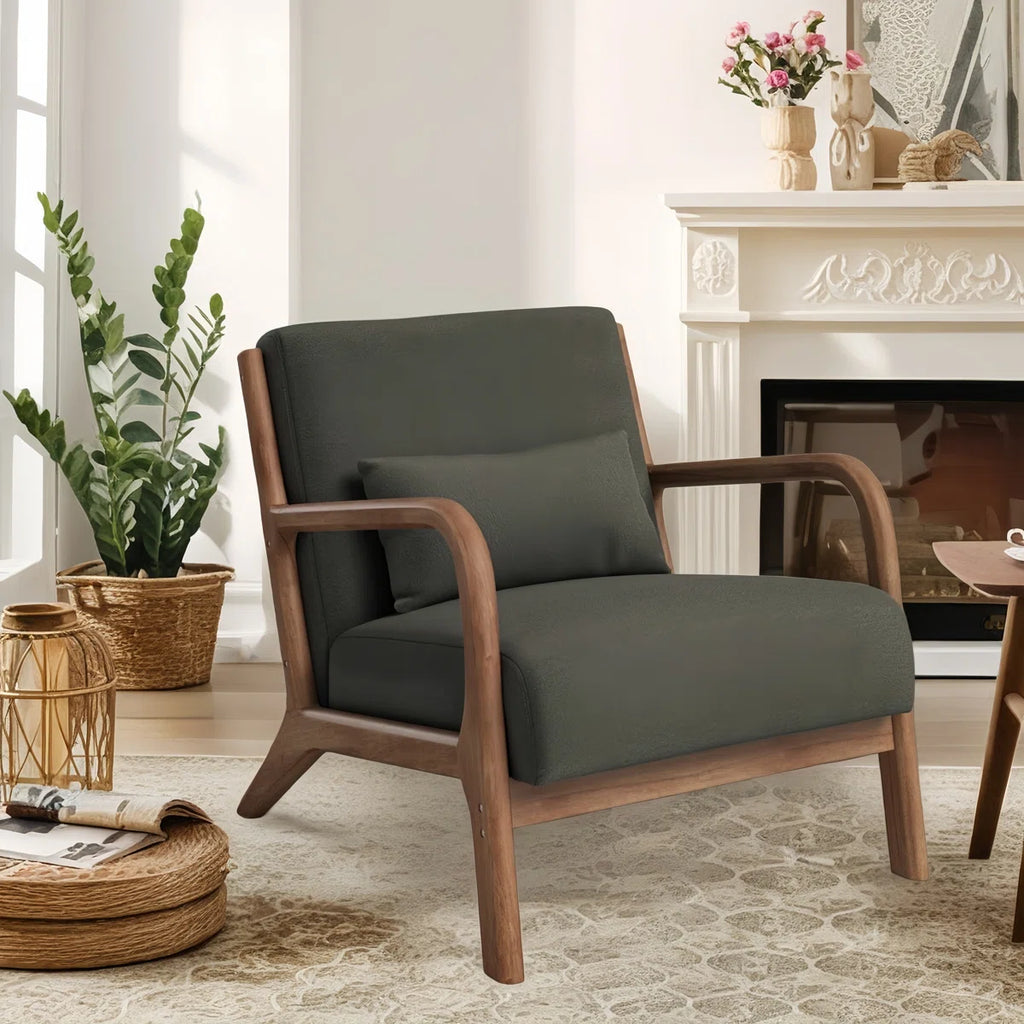 Modern Solid Wood Frame Upholstered Accent Chair